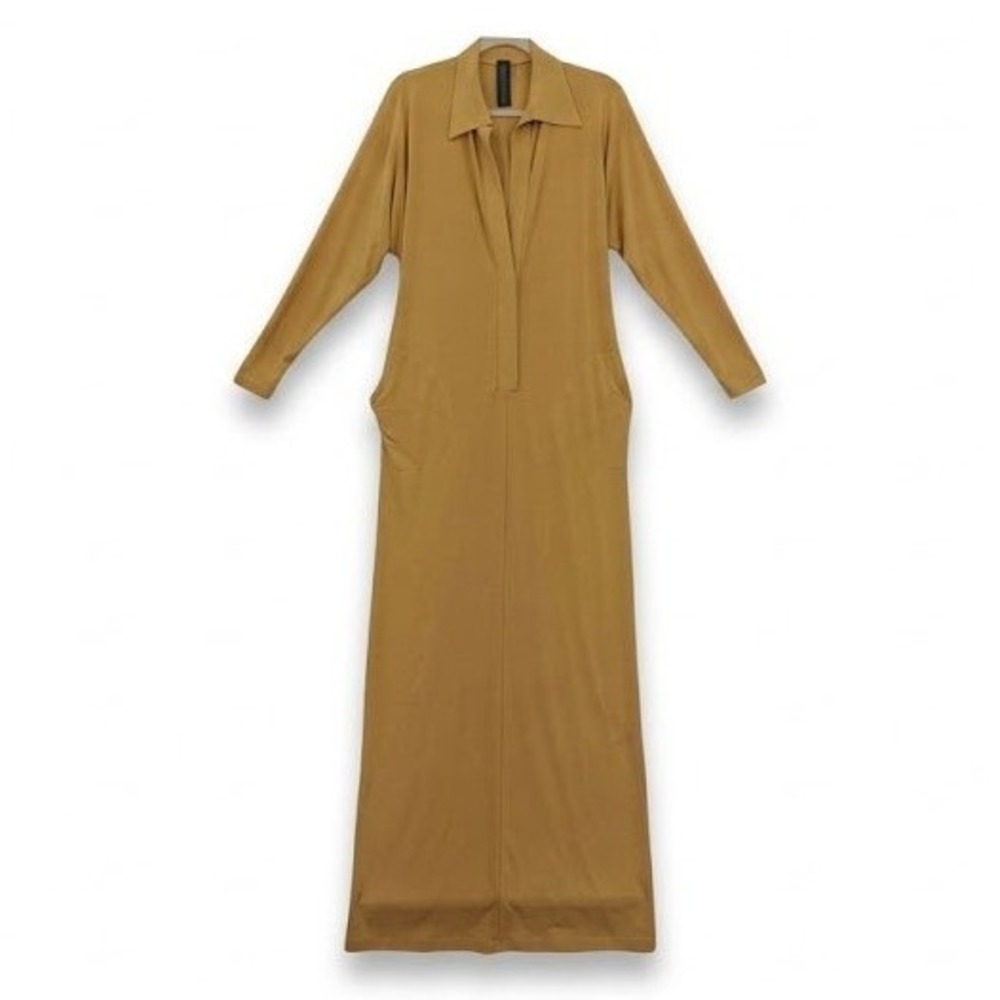 Norma Kamali Womens Minimalist Modernist Gala Maxi Dress XS Clay Yellow Back Tie